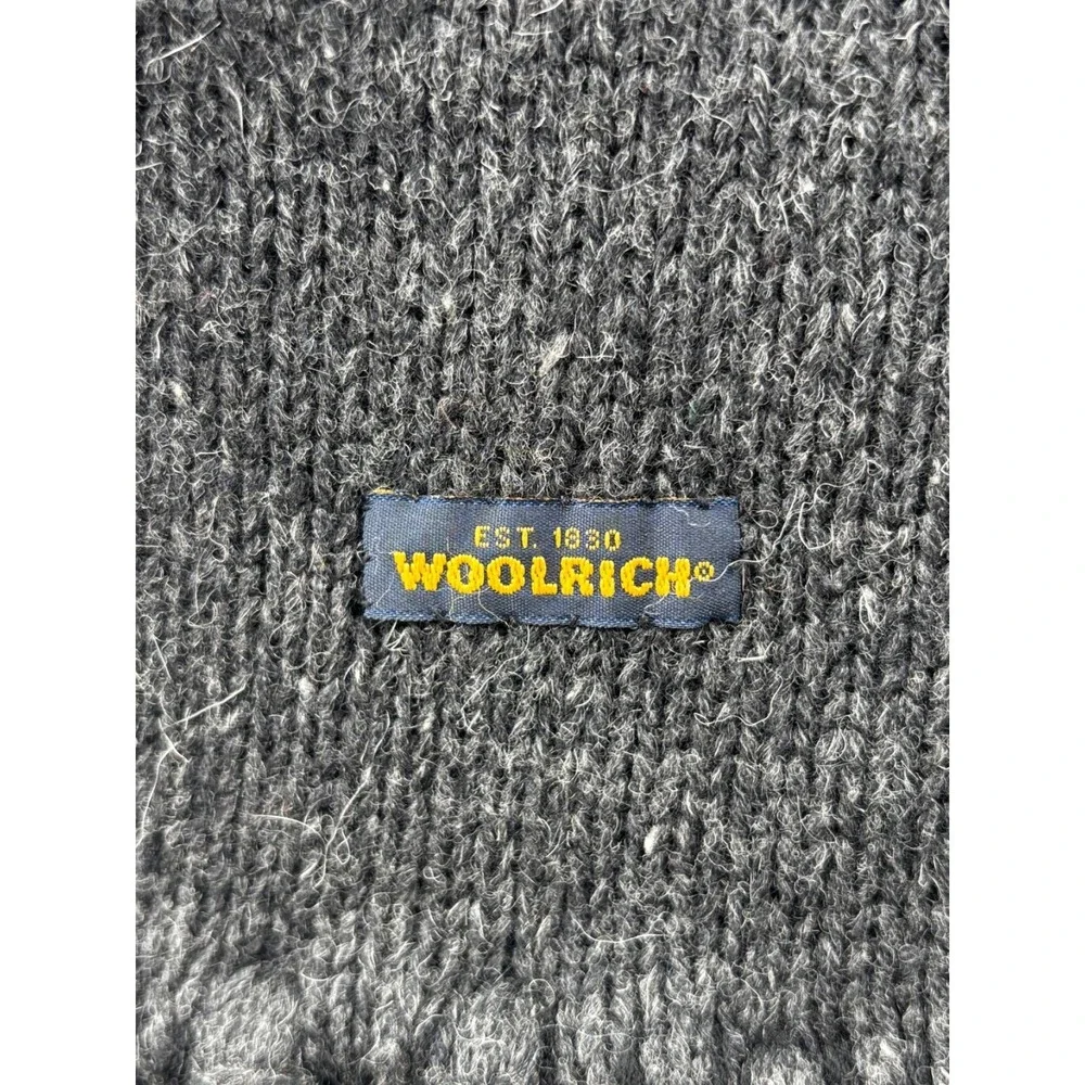 Woolrich Reversible Wool Blend Fleece Lined‎ Scarf Charcoal Gray Tassel 58x12